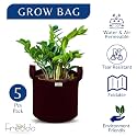 FREDDO-Grow Bags Pots with Handles Heavy Duty 400 GSM Non Woven Fabric for Vegetable/Flower/Plant &amp; Gardening- Maroon Color- 10 X 10 Inch-Pack of 5 Pieces