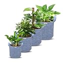 FREDDO-Grow Bags Pots with Handles Heavy Duty 400 GSM Non Woven Fabric for Vegetable/Flower/Plant &amp; Gardening- Grey Color- 4 Size -Set of 4 Pieces