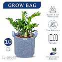 FREDDO-Grow Bags Pots with Handles Heavy Duty 400 GSM Non Woven Fabric for Vegetable/Flower/Plant &amp; Gardening- Grey Color- 10 X 10 Inch-Pack of 5 Pieces