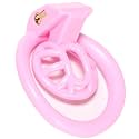 FREDORCH Super Small Penis Ring Sissy Chastity Cage,Locked in Male Chastity Device with 4 Base Ring (S-mini, Pink)