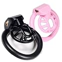 FREDORCH Super Small Penis Ring Sissy Chastity Cage,Locked in Male Chastity Device with 4 Base Ring (M-Medium, Pink)