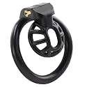 FREDORCH Super Small Penis Ring Sissy Chastity Cage,Locked in Male Chastity Device with 4 Base Ring (M-Medium, Black)
