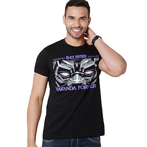 Free Authority Black Panther Printed Regular Fit