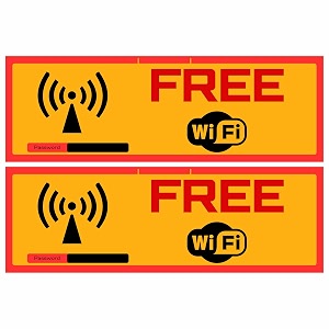 free wifi sign sticker board 205 x 7 cm  peel amp stick or screw fix  waterproof finish  2 pack signage for shop office cafe hotel home free wifi small - 205 x 7 cm