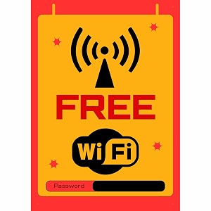free wifi sign sticker board 29 x 20 cm  peel amp stick or screw fixing  waterproof printed sign with corner holes  for shop cafe office restaurant free wifi a4 - medium - 1 piece