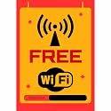 Free WiFi Sign Sticker Board 29 x 20 CM | Peel &amp; Stick or Screw Fixing | Waterproof Printed Sign with Corner Holes | for Shop, Cafe, Office, Restaurant (Free Wifi, A4 - Medium - 1 Piece)