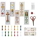 FREEBLOSS 6 Set Cross Stitch Bookmark Kits 8"x2.4" Plaid Biblical Theme