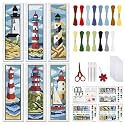FREEBLOSS 6 Set Cross Stitch Bookmark Kit 11CT Lighthouse Scenery Pattern