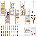 FREEBLOSS 6 Set Cross Stitch Bookmark Kit 8"x2.4" 11CT Cat on Books