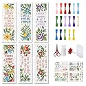 FREEBLOSS 6 Set Cross Stitch Bookmark Kits Flowers 8 * 2.4inch