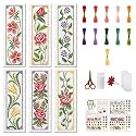 FREEBLOSS 6 Set 11CT Cross Stitch Bookmark Kit 8"x2.4" Vine Flowers
