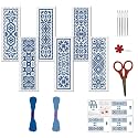 FREEBLOSS 6 Set Cross Stitch Bookmark Kit Bohemian Folk Pattern 8 * 2.4"