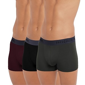 freecultr men39s underwear anti bacterial micromodal airsoft trunk - non itch no chaffing sweat proof pot black sangria wine seaweed green - pack of 3 100 try on guarantee - made in bharat