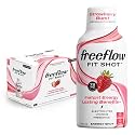 Freeflow Fit Energy Shots, Strawberry Burst, Natural Caffeine Boost with L-theanine, Ginseng, Vitamins, Prebiotics, Electrolytes (6 Count, 2oz Shots)