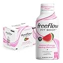 Freeflow Fit Energy Shots, Watermelon Rush, Natural Caffeine Boost with L-theanine, Ginseng, Vitamins, Prebiotics, Electrolytes (6 Count, 2oz Shots)
