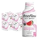Freeflow Fit Energy Shots, Watermelon Rush, Natural Caffeine Boost with L-theanine, Ginseng, Vitamins, Prebiotics, Electrolytes (24 Count, 2oz Shots)
