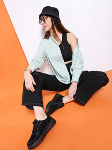 freehand by the indian garage co women solid casual green shirt