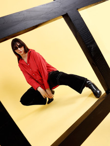 freehand by the indian garage co women solid casual red shirt
