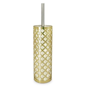 freelance jewel polystyrene toilet cleaning brush with holder stand - gold - hygienic commodetoilet brush cleaner set - compact stand ideal for cleaning bathroom potbowlwc - holder included