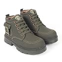 Freeplay Kids Boys Lace-Up Ankle Boots with Buckle Strap | Stylish Casual Outdoor Boots | Anti-Slip Durable Sole | Comfortable Fit | Black, Blue, Green, Tan