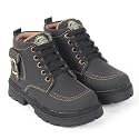 Freeplay Kids Boys Lace-Up Ankle Boots with Buckle Strap | Stylish Casual Outdoor Boots | Anti-Slip Durable Sole | Comfortable Fit | Black, Blue, Green, Tan