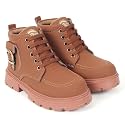Freeplay Kids Boys Lace-Up Ankle Boots with Buckle Strap | Stylish Casual Outdoor Boots | Anti-Slip Durable Sole | Comfortable Fit | Black, Blue, Green, Tan