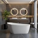 GarveeLife Freestanding Bathtubs 59 Inch Acrylic Free Standing Bath Tub, Luxury Soaking Freestanding Bathtub with Integrated Overflow for Contemporary Bathroom Upgrade