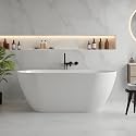 GarveeLife Freestanding Bathtubs 59 Inch Acrylic Free Standing Bath Tub, Luxury Soaking Freestanding Bathtub with Integrated Overflow for Contemporary Bathroom Upgrade