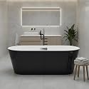 GarveeLife Freestanding Bathtubs 67 Inch Black and White Acrylic Free Standing Tub, Luxury Soaking Freestanding Bathtub with Integrated Overflow, Ideal for Home Spa or Renovation