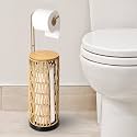 Freestanding Toilet Paper Holder with Storage,3 Rolls of Tissue Holder for Bathroom,Handmade Woven Toilet Paper Roll Holder Stand,Rattan Sturdy Boho Bathroom Decor Farmhouse Toilet Paper Storage