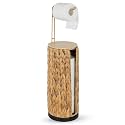 Freestanding Toilet Paper Holder with Storage,3 Rolls of Tissue Holder for Bathroom,Handmade Woven Toilet Paper Roll Holder Stand,Water Hyacinth Boho Bathroom Decor Farmhouse Toilet Paper Storage