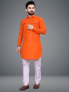 freluro men cotton blend kurta pyjama set