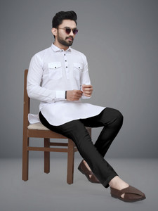 freluro men cotton blend kurta pyjama set