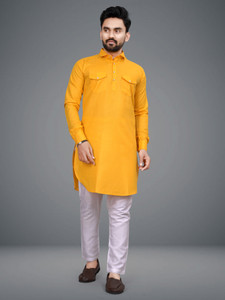 freluro men cotton blend kurta pyjama set