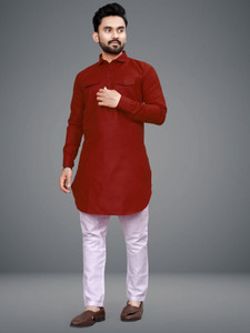 freluro men cotton blend kurta pyjama set