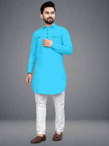 freluro men cotton blend kurta pyjama set