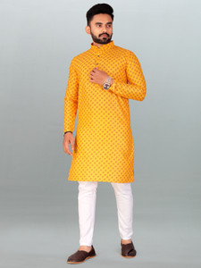 FRELURO Men Printed Straight Kurta
