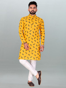 FRELURO Men Printed Straight Kurta