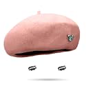 huablo French Berets Hat with Veil Premium Cashmere Beret Elegant Church Wool Hat for Women Solid Artist Hat