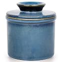 French Butter Dish, Butter Crock for Counter with Water Line, Ceramic Butter Keeper for Spreadable Butter - Christmas Gift Home Kitchen Decor - Reactive Glaze Collection - Blue