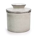 French Butter Dish, Butter Crock for Counter with Water Line, Ceramic Butter Keeper for Spreadable Butter - Chrismas Gift Home Kitchen Decor - Reactive Glaze Collection - Grey