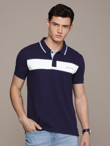 French Connection Colorblock Men Polo Neck Navy