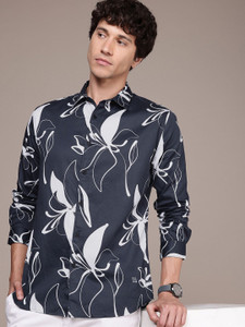 French Connection Men Printed Casual Blue Shirt