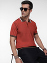 French Connection Self Design Men Polo Neck
