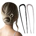 French Hair Pin Hair Pins for Women,2026 French Twist Hair Pin,U Shaped Hair Pins Metal Vintage Hair Sticks Hairstyle for Women (Silver+Black)