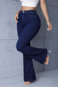 French Rose Flared Women Dark Blue Jeans