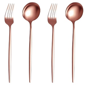 french style 4-piece cutlery set  2 tablespoons amp 2 dinner forks stainless steel silverware tableware ideal for home restaurant and gifting rosegold