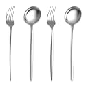 French Style 4-Piece Cutlery Set – 2 Tablespoons &amp; 2 Dinner Forks, Stainless Steel Silverware Tableware, Ideal for Home, Restaurant, and Gifting (Sterling Silver)