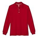 French Toast Boys' Pique Polo School Uniform Shirt with Long Sleeves for Boys and Girls,