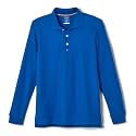 French Toast Boys' Pique Polo School Uniform Shirt with Long Sleeves for Boys and Girls,